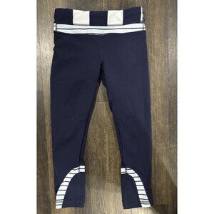 Lululemon Run Inspire Crop II Black White Leggings Womens Size XS